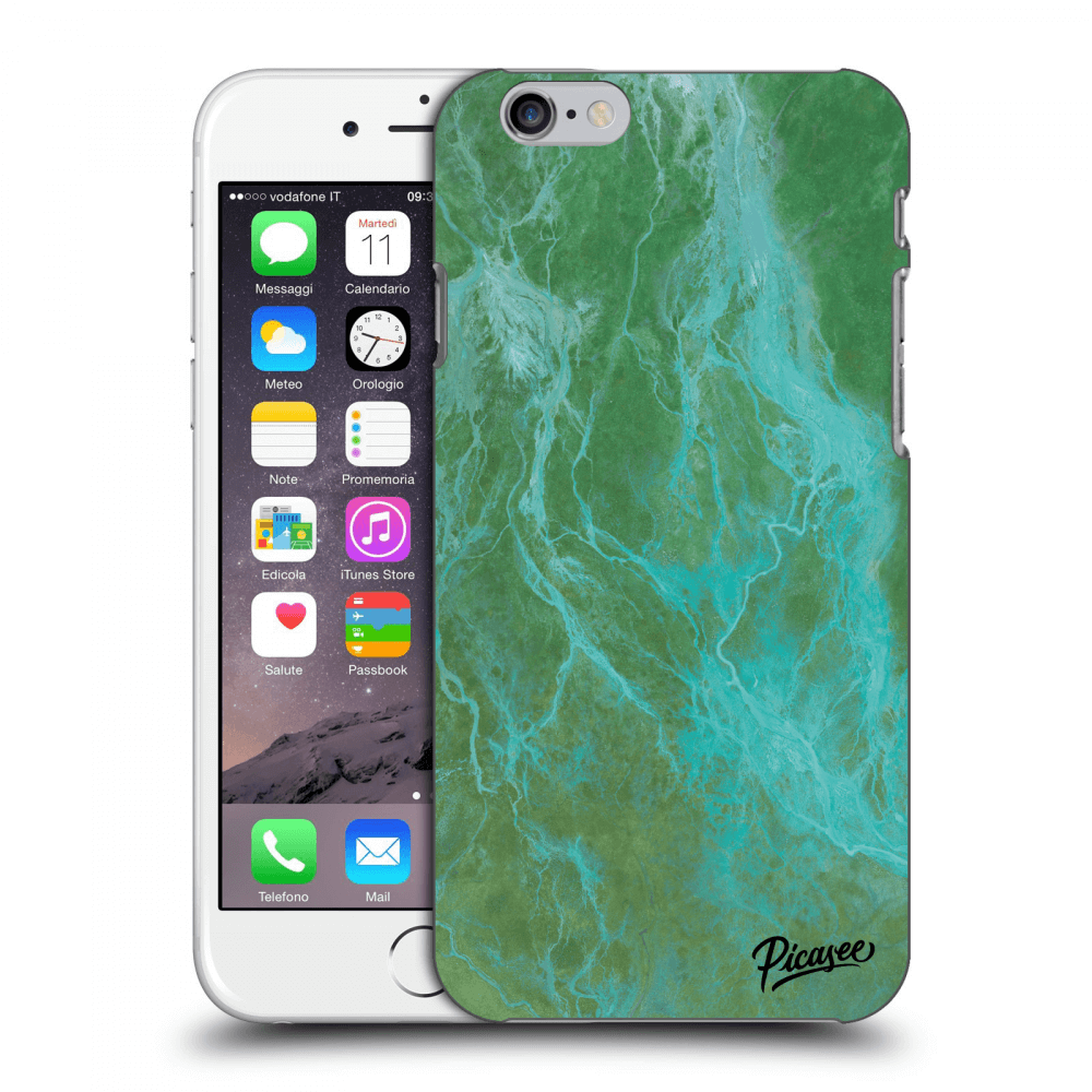 Picasee silikonový průhledný obal pro Apple iPhone 6/6S - Green marble