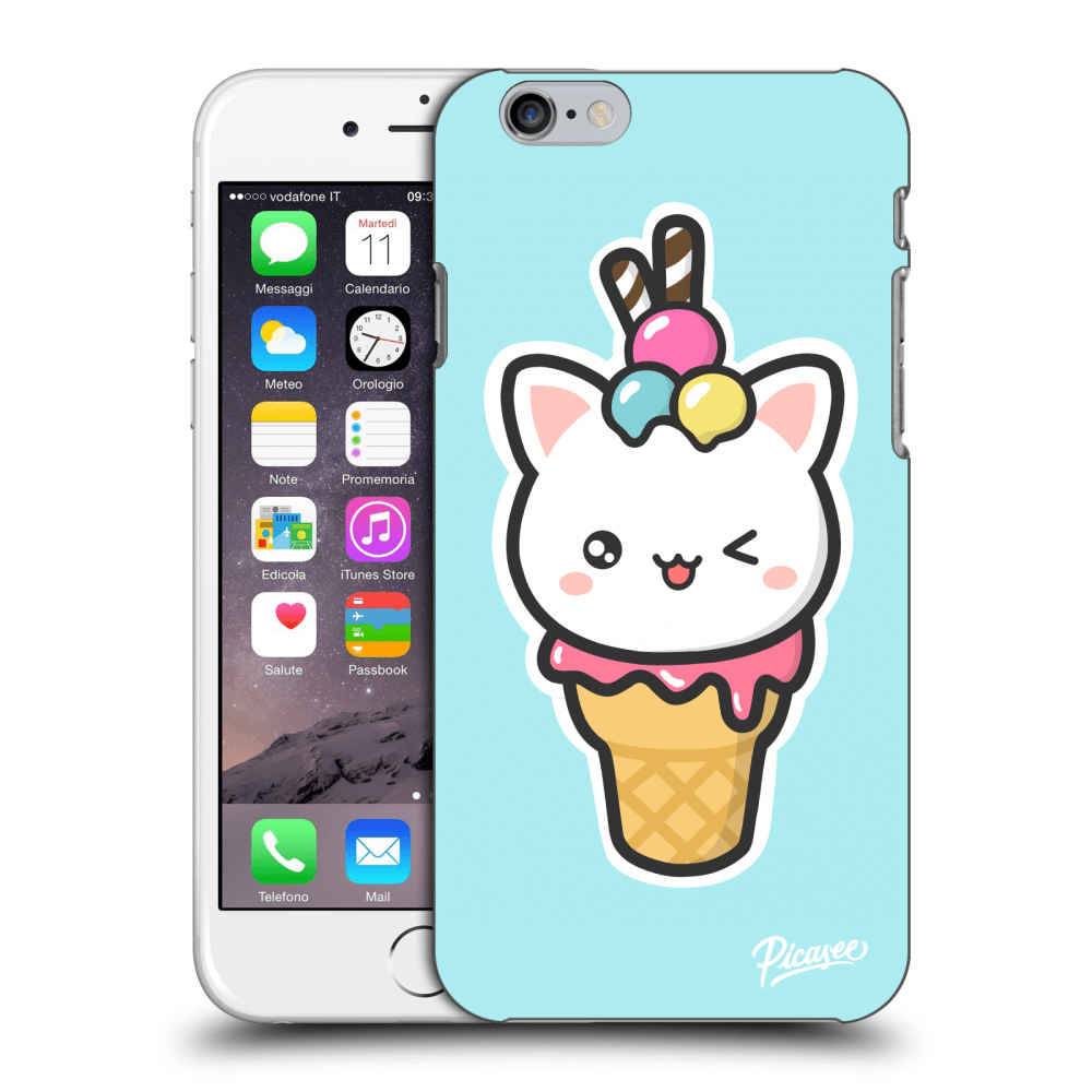 Picasee silikonový černý obal pro Apple iPhone 6/6S - Ice Cream Cat