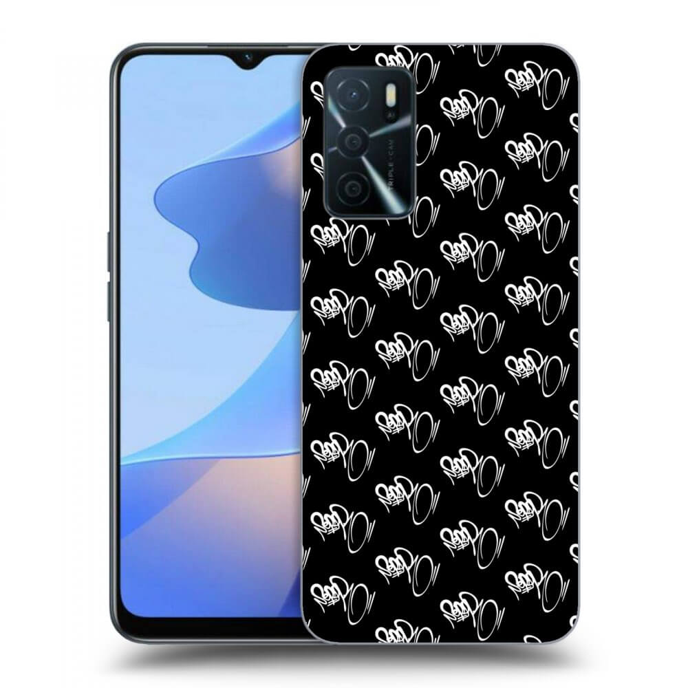 Picasee silikonový černý obal pro OPPO A16s - Separ - White On Black