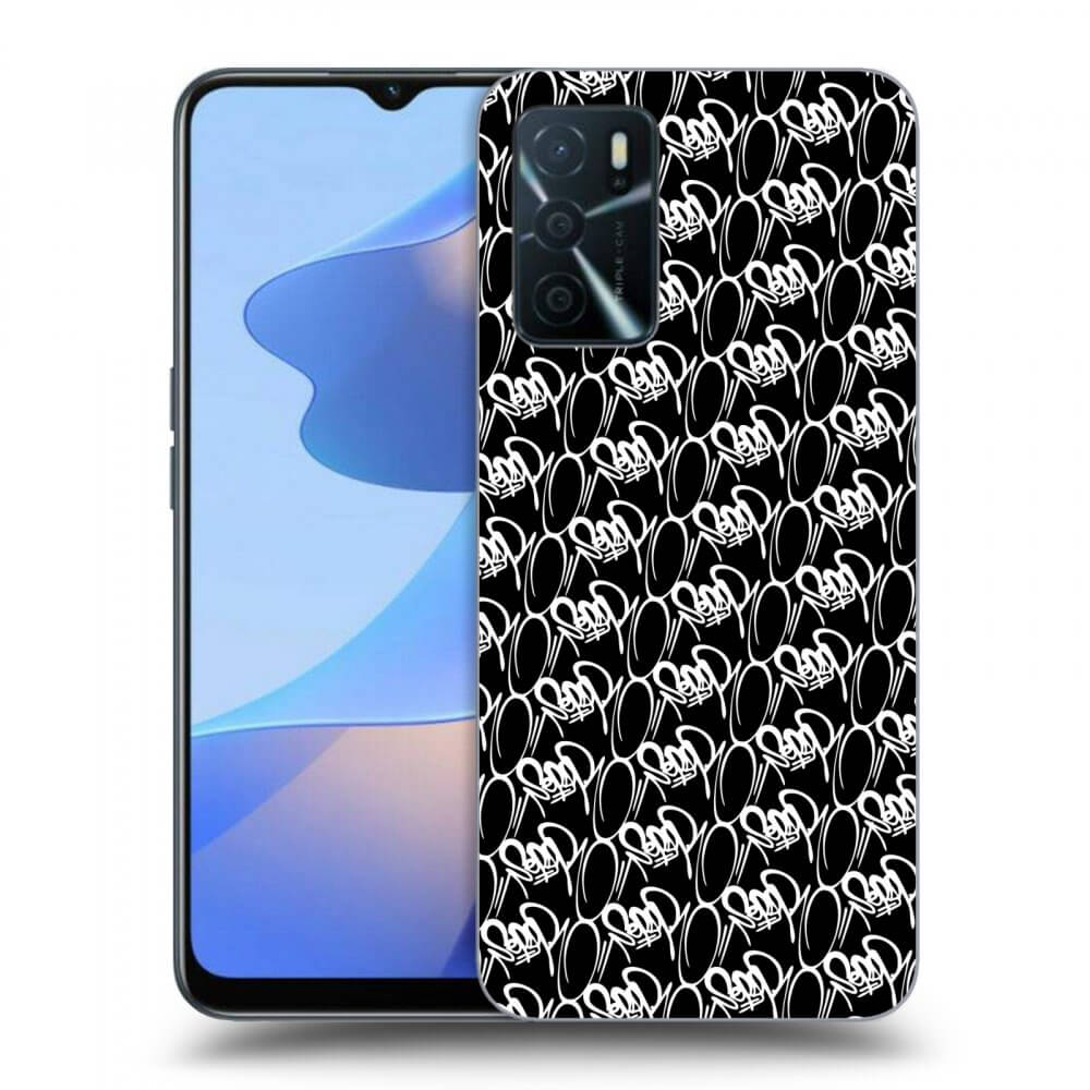 Picasee silikonový černý obal pro OPPO A16s - Separ - White On Black 2