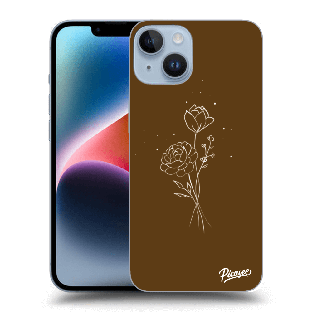 Picasee silikonový černý obal pro Apple iPhone 14 - Brown flowers