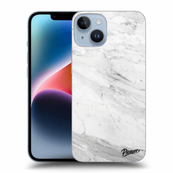 Picasee silikonový černý obal pro Apple iPhone 14 - White marble