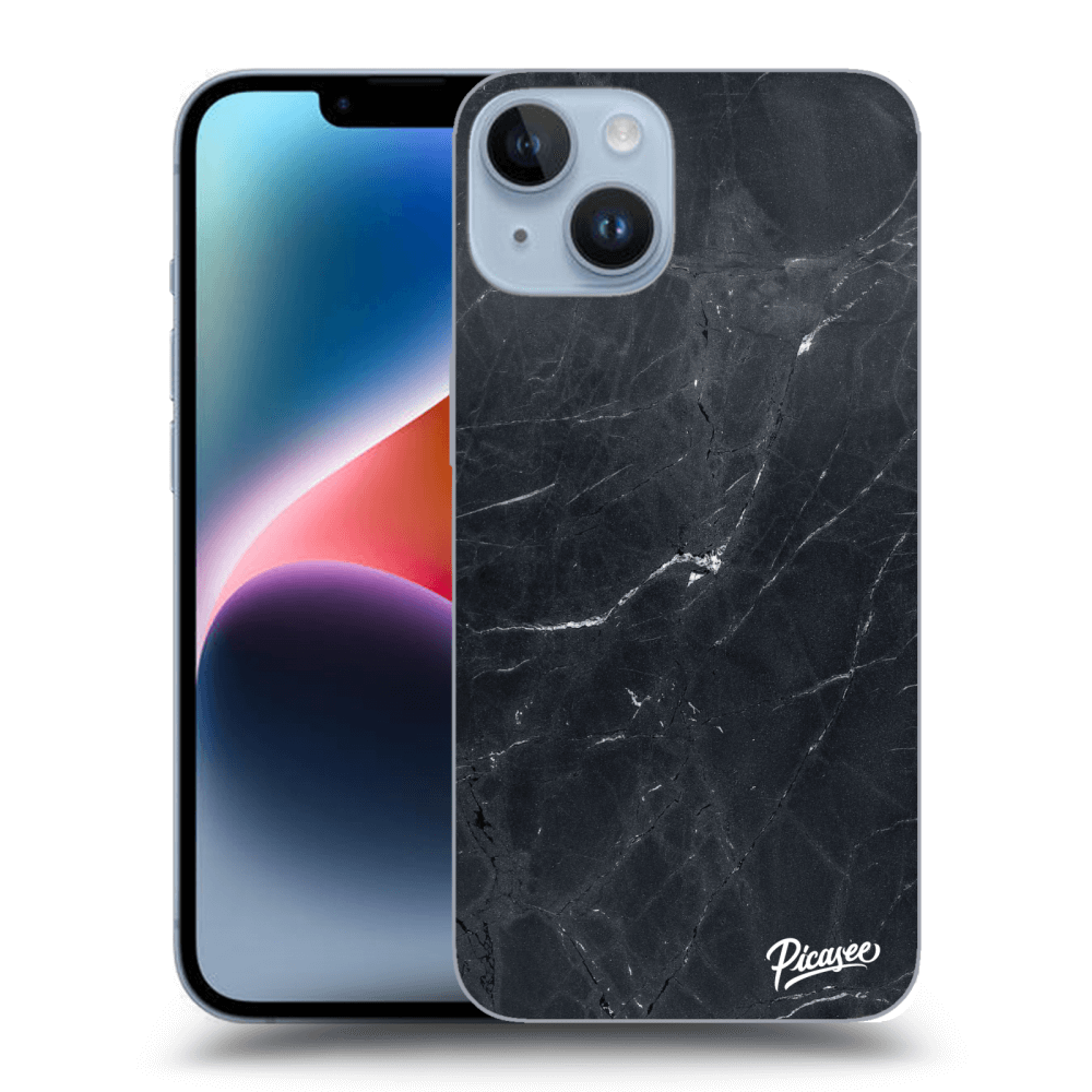 Picasee silikonový průhledný obal pro Apple iPhone 14 - Black marble