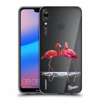 Picasee silikonový průhledný obal pro Huawei P20 Lite - Flamingos couple