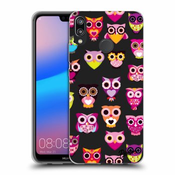 Picasee silikonový černý obal pro Huawei P20 Lite - Owls