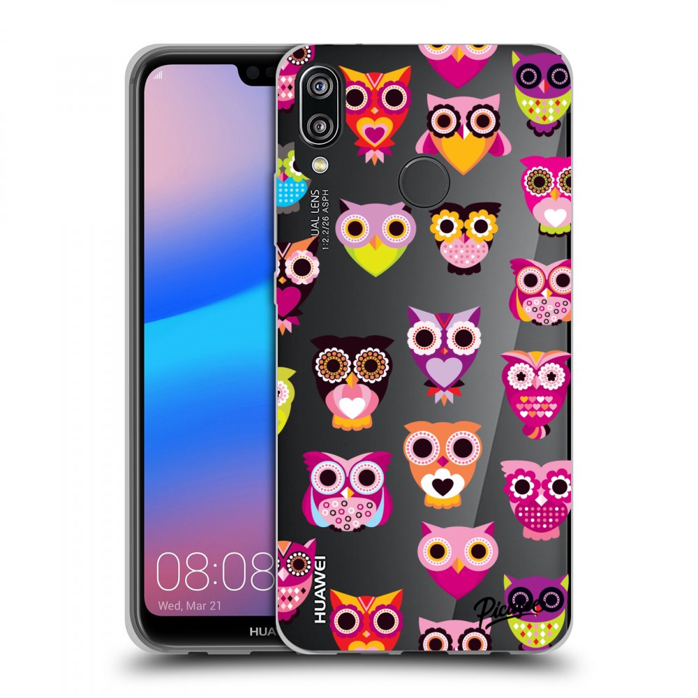 Picasee silikonový průhledný obal pro Huawei P20 Lite - Owls