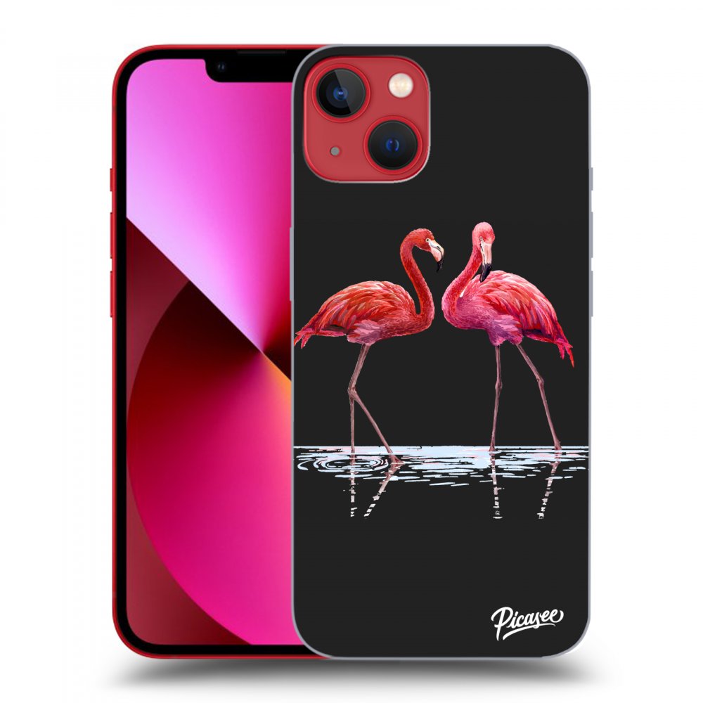 Picasee silikonový černý obal pro Apple iPhone 14 Plus - Flamingos couple