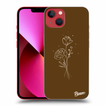 Picasee silikonový průhledný obal pro Apple iPhone 14 Plus - Brown flowers
