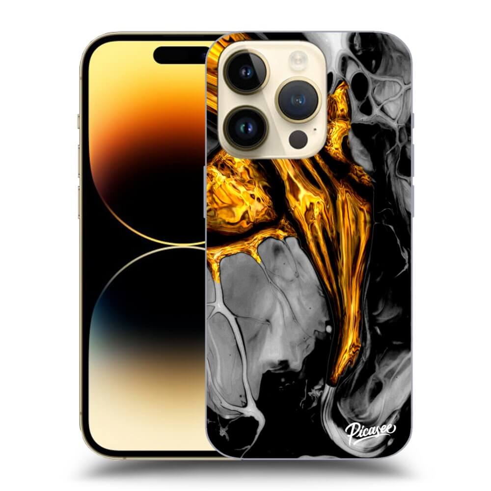 Picasee silikonový černý obal pro Apple iPhone 14 Pro - Black Gold
