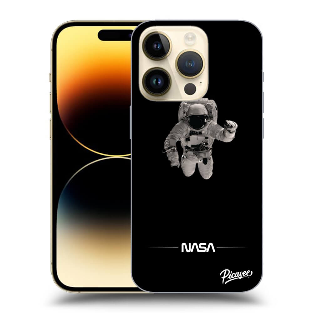 Picasee silikonový černý obal pro Apple iPhone 14 Pro - Astronaut Minimal