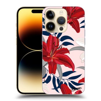 Picasee silikonový průhledný obal pro Apple iPhone 14 Pro - Red Lily