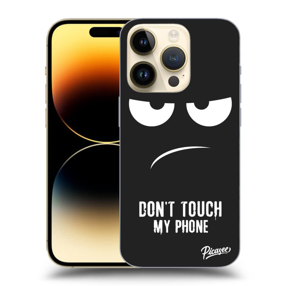 Picasee silikonový černý obal pro Apple iPhone 14 Pro - Don't Touch My Phone