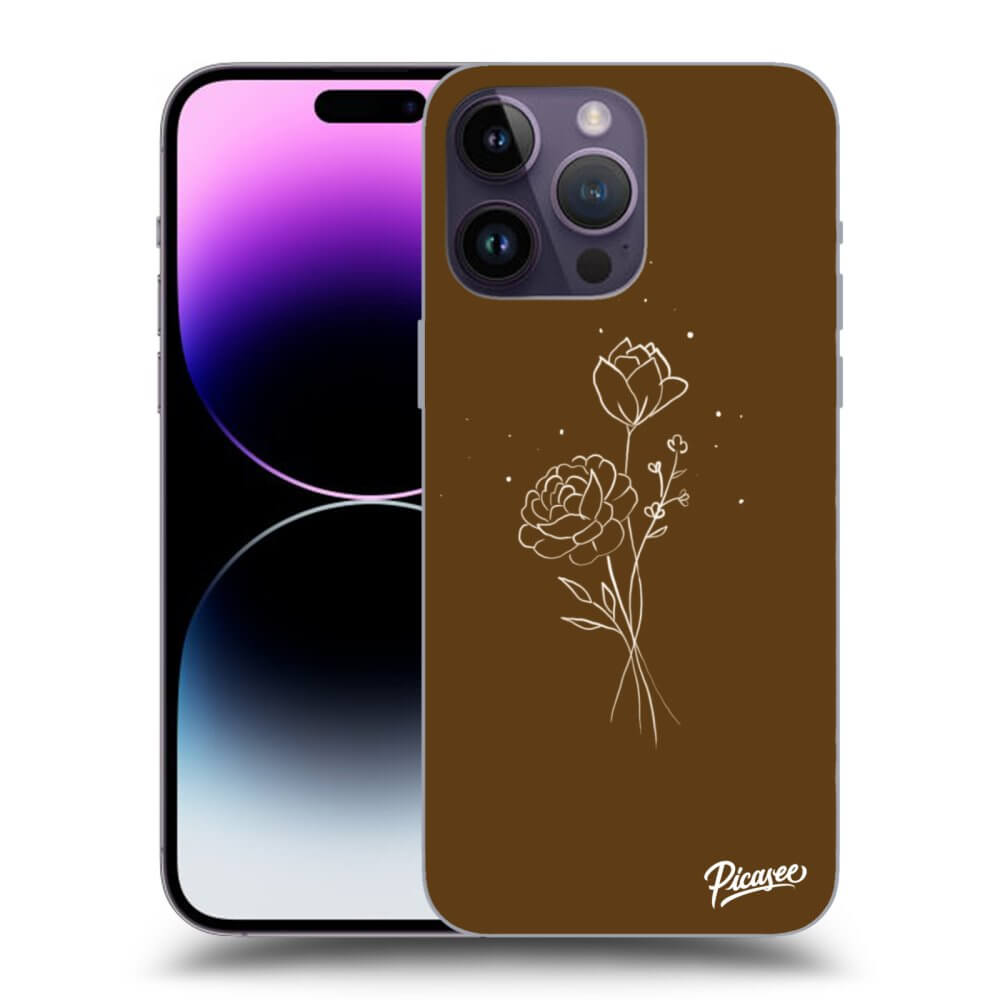 Picasee silikonový průhledný obal pro Apple iPhone 14 Pro Max - Brown flowers