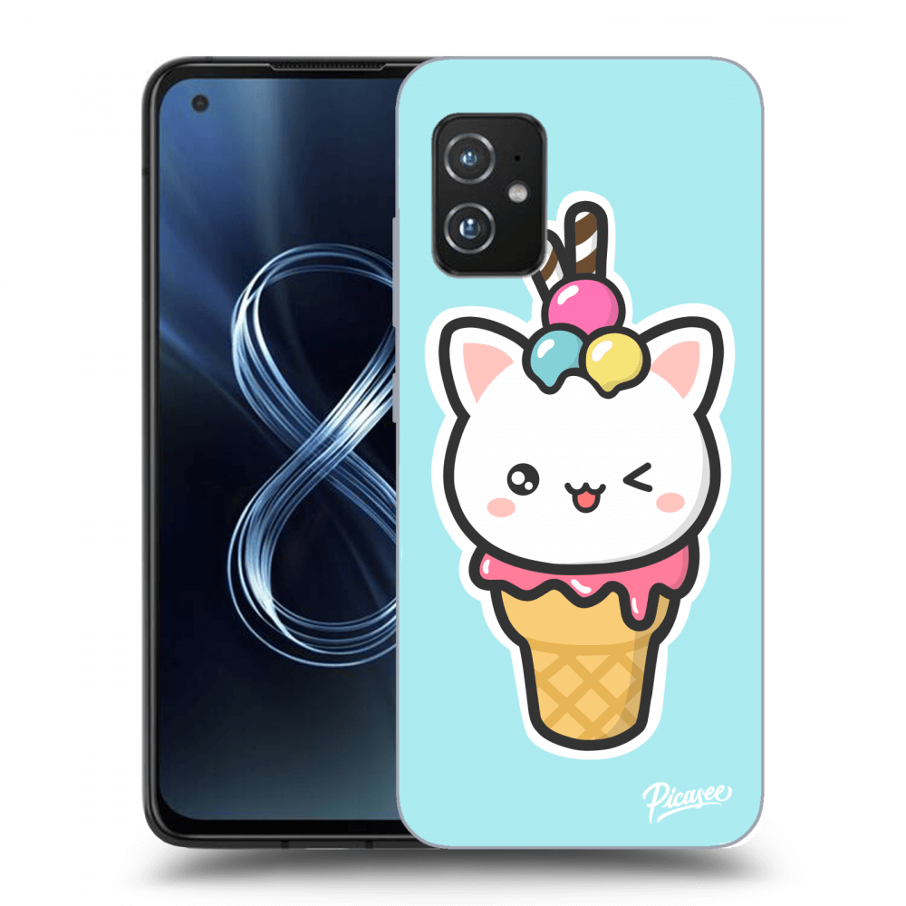 Picasee silikonový průhledný obal pro Asus Zenfone 8 ZS590KS - Ice Cream Cat