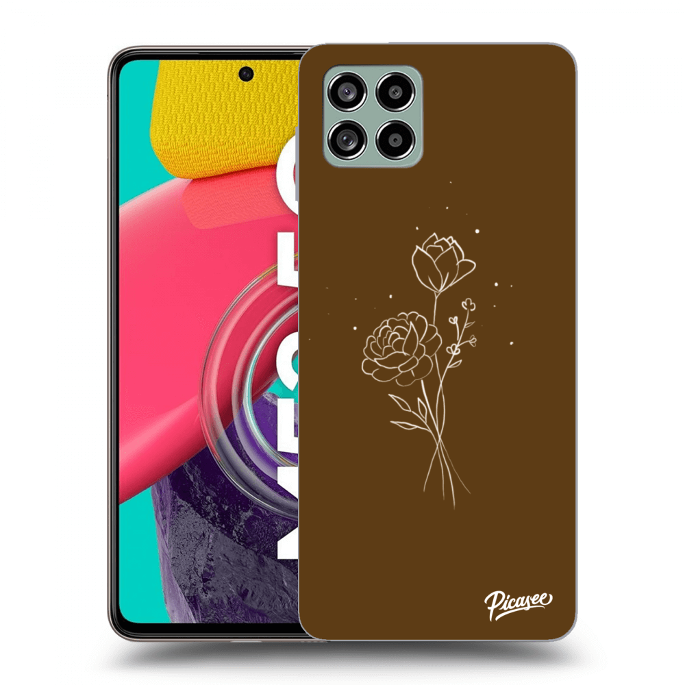 Picasee silikonový průhledný obal pro Samsung Galaxy M53 5G - Brown flowers