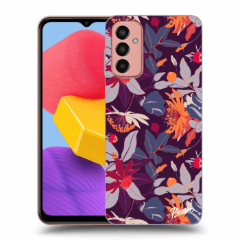 Picasee silikonový průhledný obal pro Samsung Galaxy M13 M135F - Purple Leaf