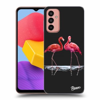 Picasee silikonový černý obal pro Samsung Galaxy M13 M135F - Flamingos couple