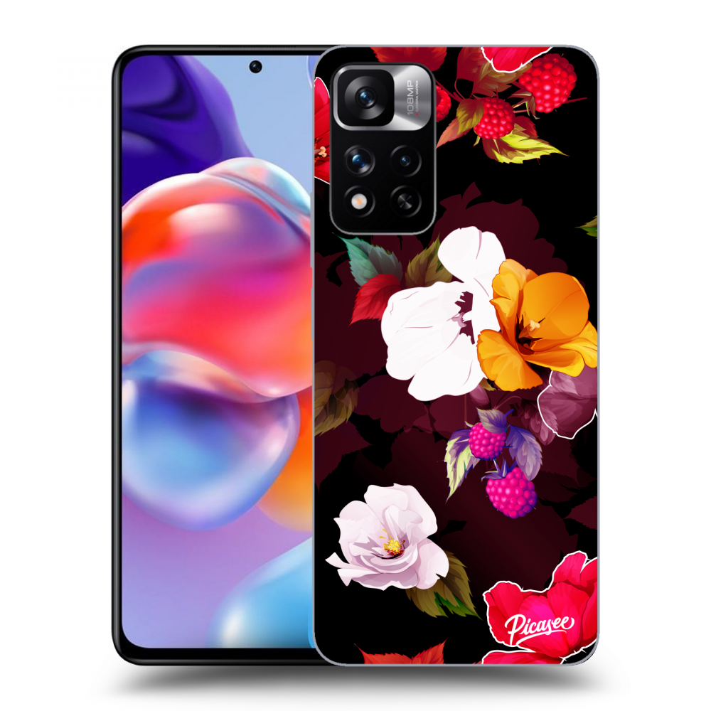 Picasee silikonový černý obal pro Xiaomi Redmi Note 11 Pro+ 5G - Flowers and Berries