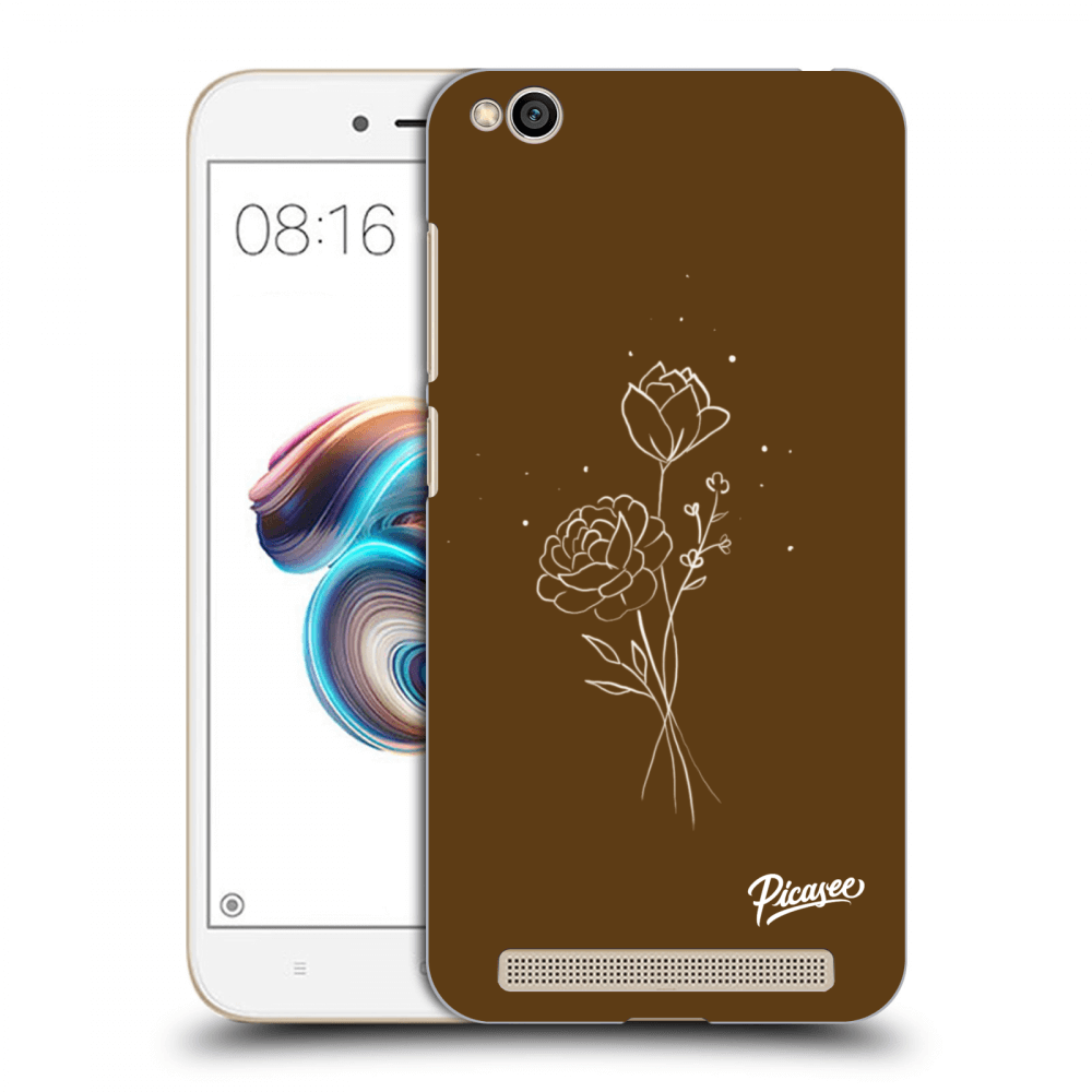 Picasee silikonový černý obal pro Xiaomi Redmi 5A - Brown flowers