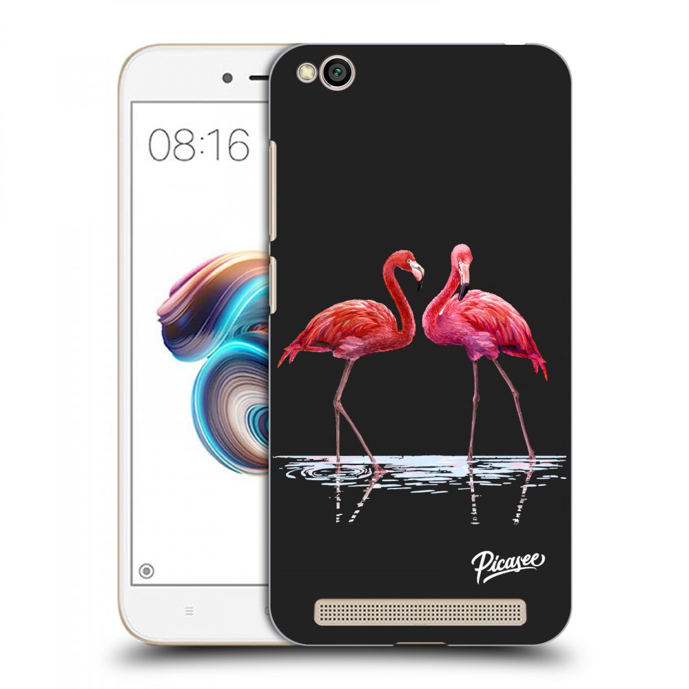 Picasee silikonový černý obal pro Xiaomi Redmi 5A - Flamingos couple