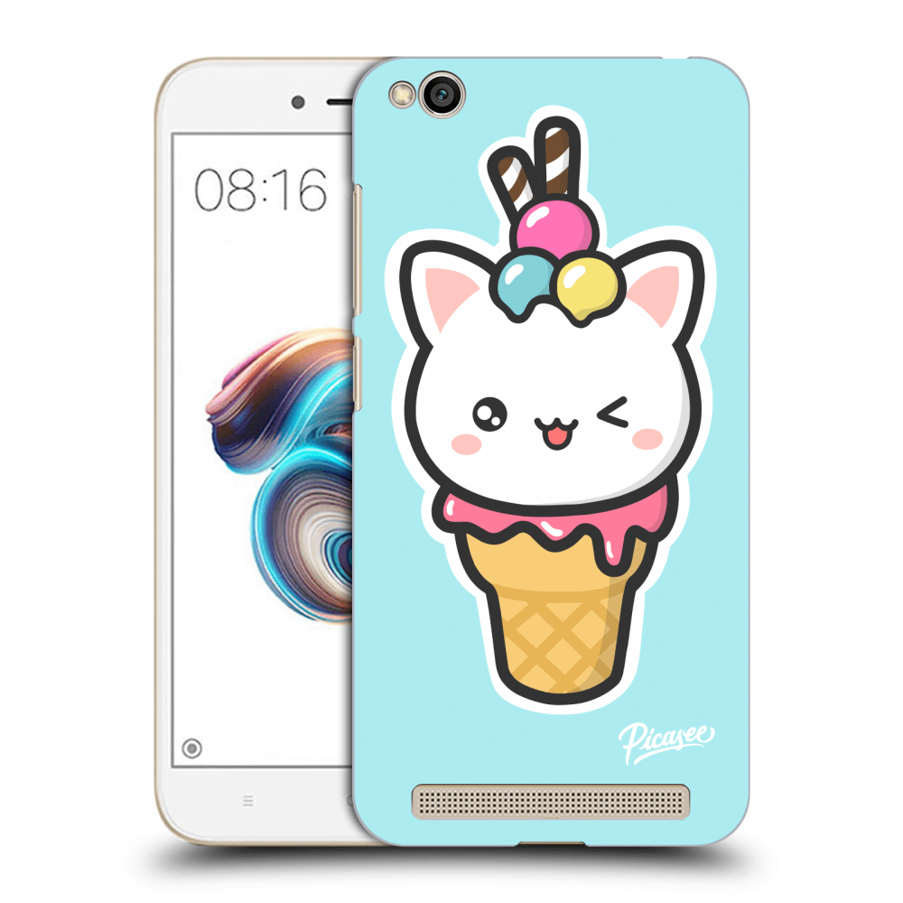 Picasee silikonový černý obal pro Xiaomi Redmi 5A - Ice Cream Cat