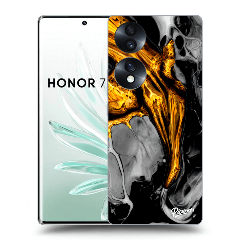 Picasee silikonový průhledný obal pro Honor 70 - Black Gold