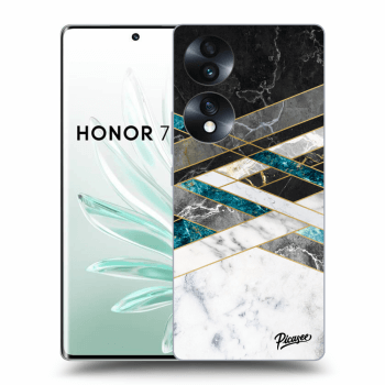 Picasee silikonový průhledný obal pro Honor 70 - Black & White geometry