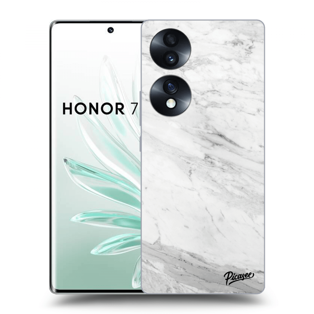Picasee silikonový černý obal pro Honor 70 - White marble