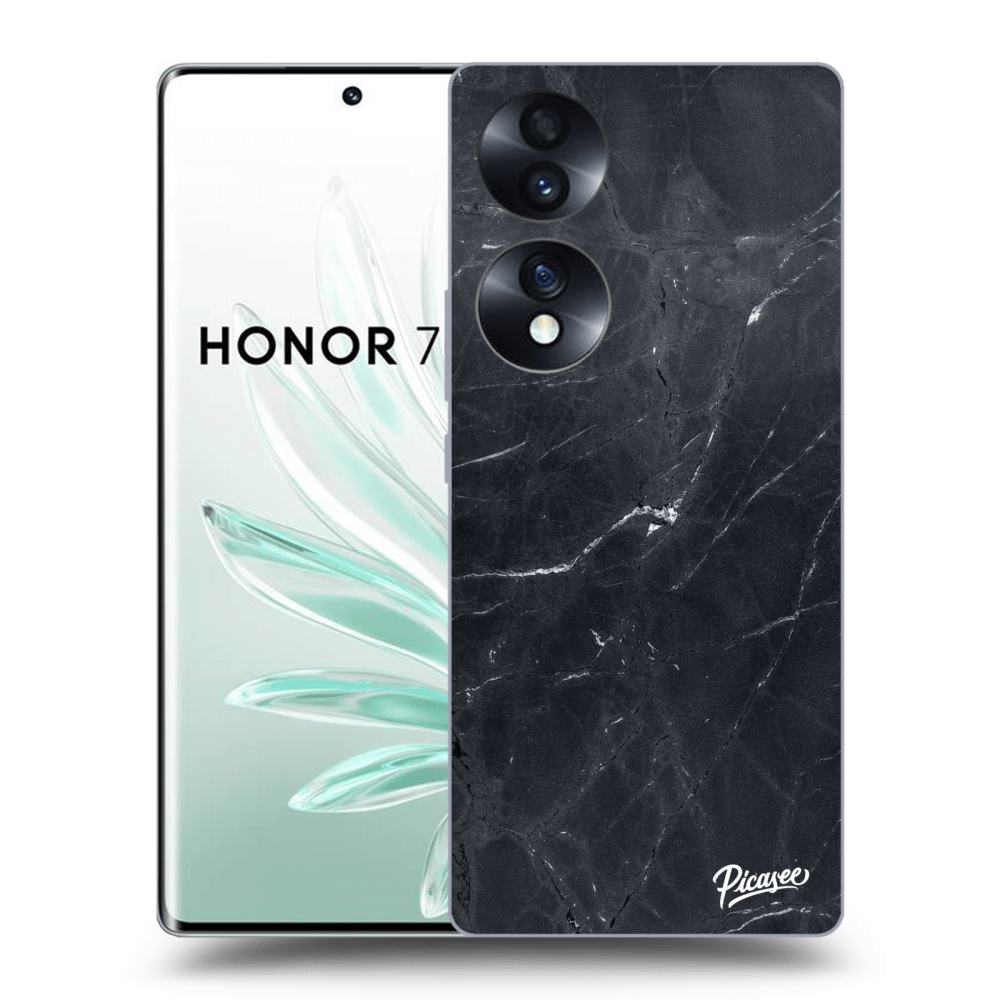 Picasee silikonový průhledný obal pro Honor 70 - Black marble