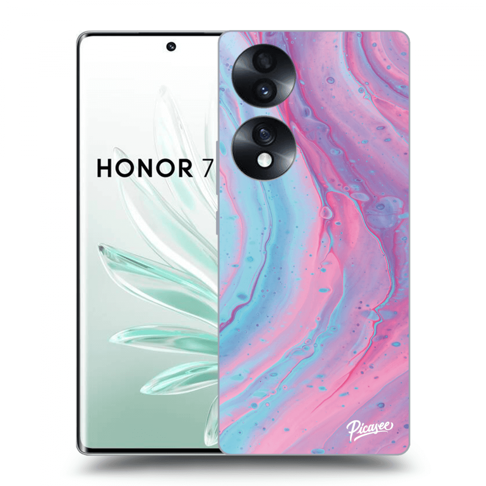Picasee silikonový průhledný obal pro Honor 70 - Pink liquid
