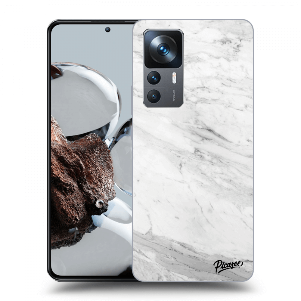 Picasee silikonový černý obal pro Xiaomi 12T Pro - White marble