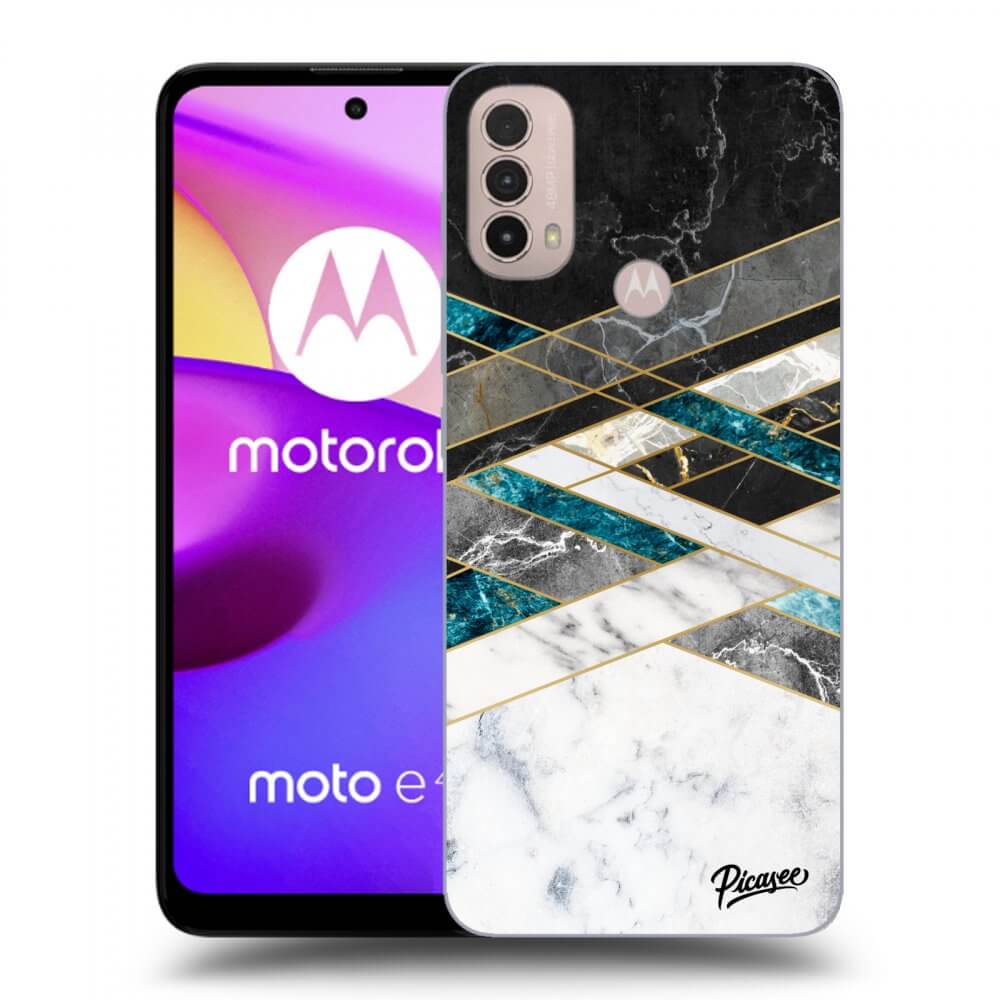 Picasee silikonový černý obal pro Motorola Moto E40 - Black & White geometry