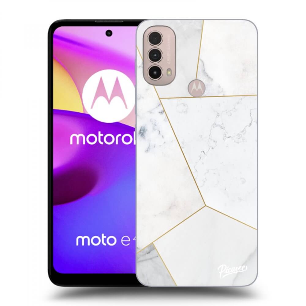 Picasee silikonový černý obal pro Motorola Moto E40 - White tile