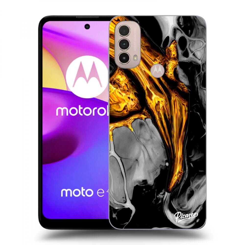 Picasee silikonový černý obal pro Motorola Moto E40 - Black Gold