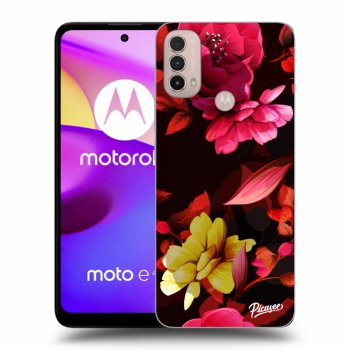 Picasee silikonový černý obal pro Motorola Moto E40 - Dark Peonny