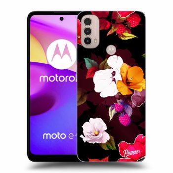 Picasee silikonový černý obal pro Motorola Moto E40 - Flowers and Berries