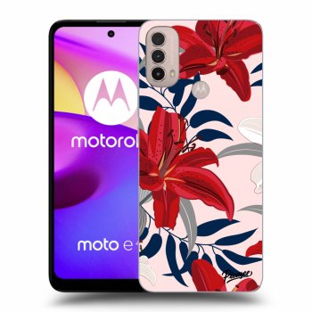 Picasee silikonový černý obal pro Motorola Moto E40 - Red Lily