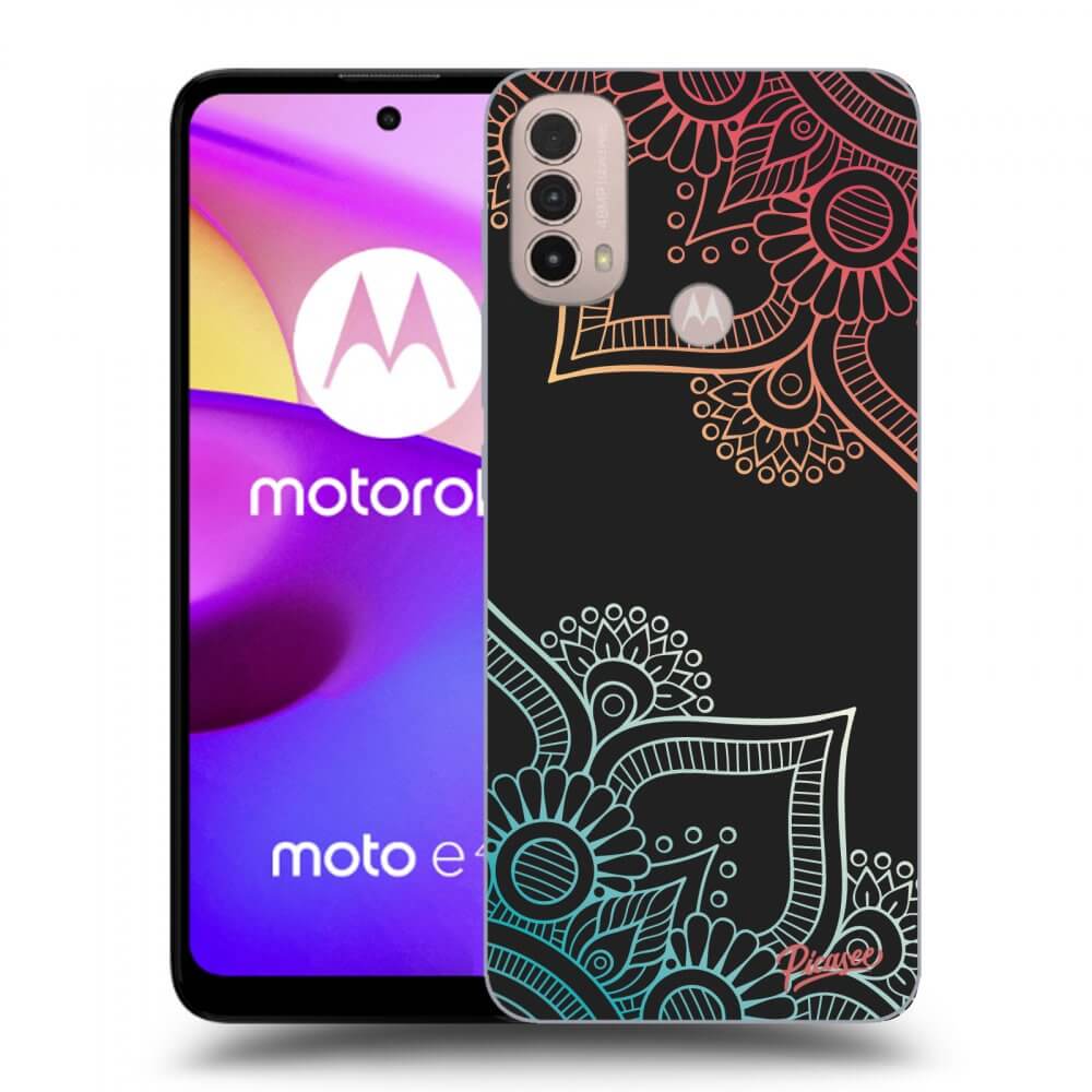 Picasee silikonový černý obal pro Motorola Moto E40 - Flowers pattern