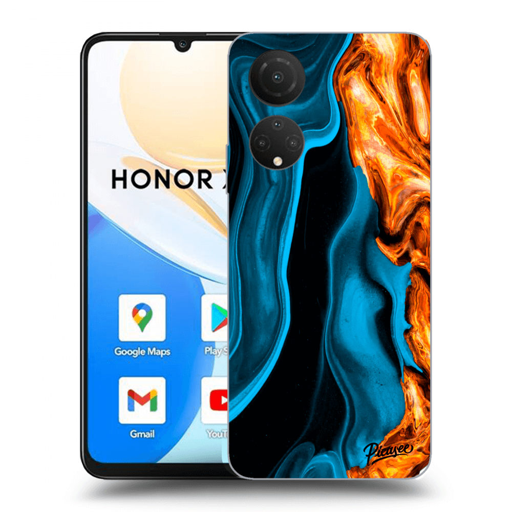 Picasee silikonový průhledný obal pro Honor X7 - Gold blue