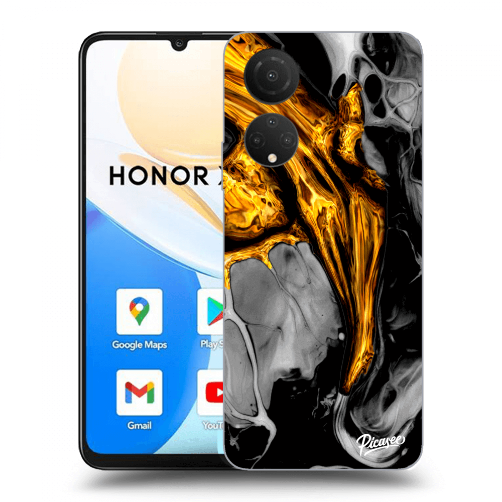 Picasee silikonový černý obal pro Honor X7 - Black Gold