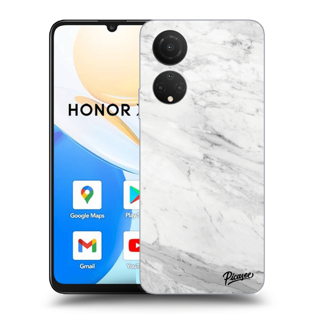 Picasee silikonový černý obal pro Honor X7 - White marble