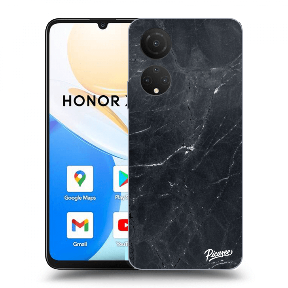 Picasee silikonový černý obal pro Honor X7 - Black marble