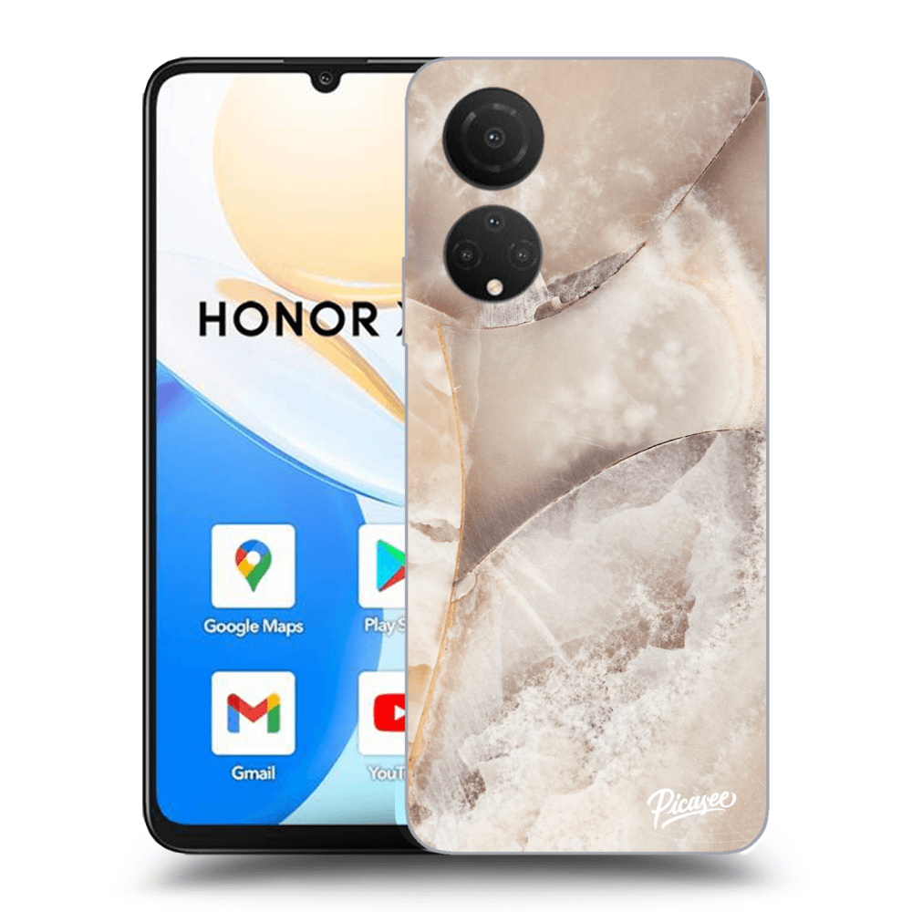 Picasee silikonový černý obal pro Honor X7 - Cream marble