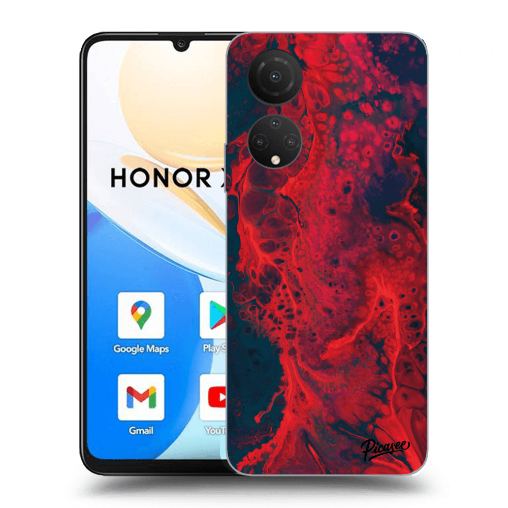 Picasee silikonový černý obal pro Honor X7 - Organic red