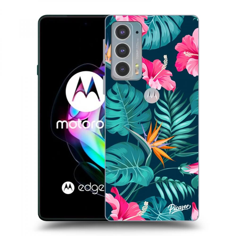Picasee silikonový černý obal pro Motorola Edge 20 - Pink Monstera