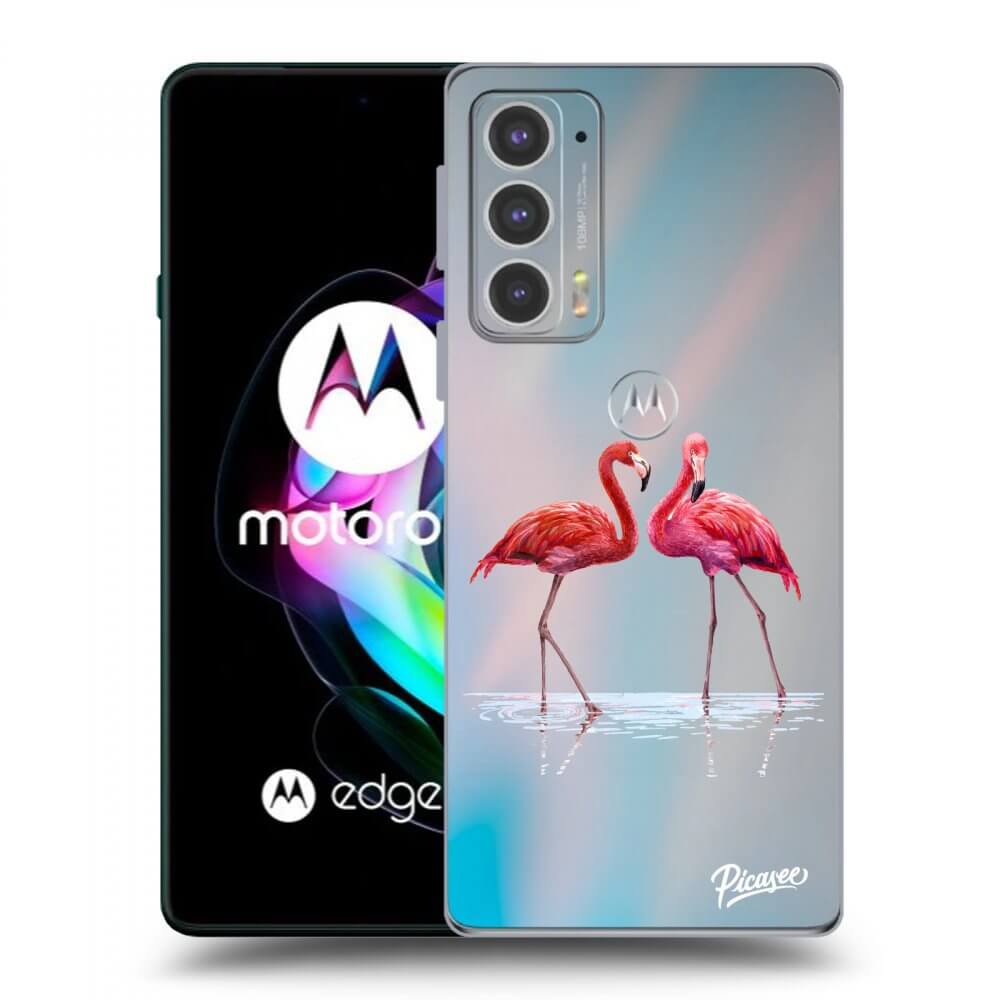 Picasee silikonový průhledný obal pro Motorola Edge 20 - Flamingos couple