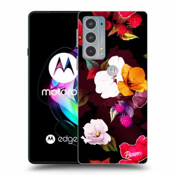 Picasee silikonový černý obal pro Motorola Edge 20 - Flowers and Berries