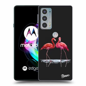 Picasee silikonový černý obal pro Motorola Edge 20 - Flamingos couple