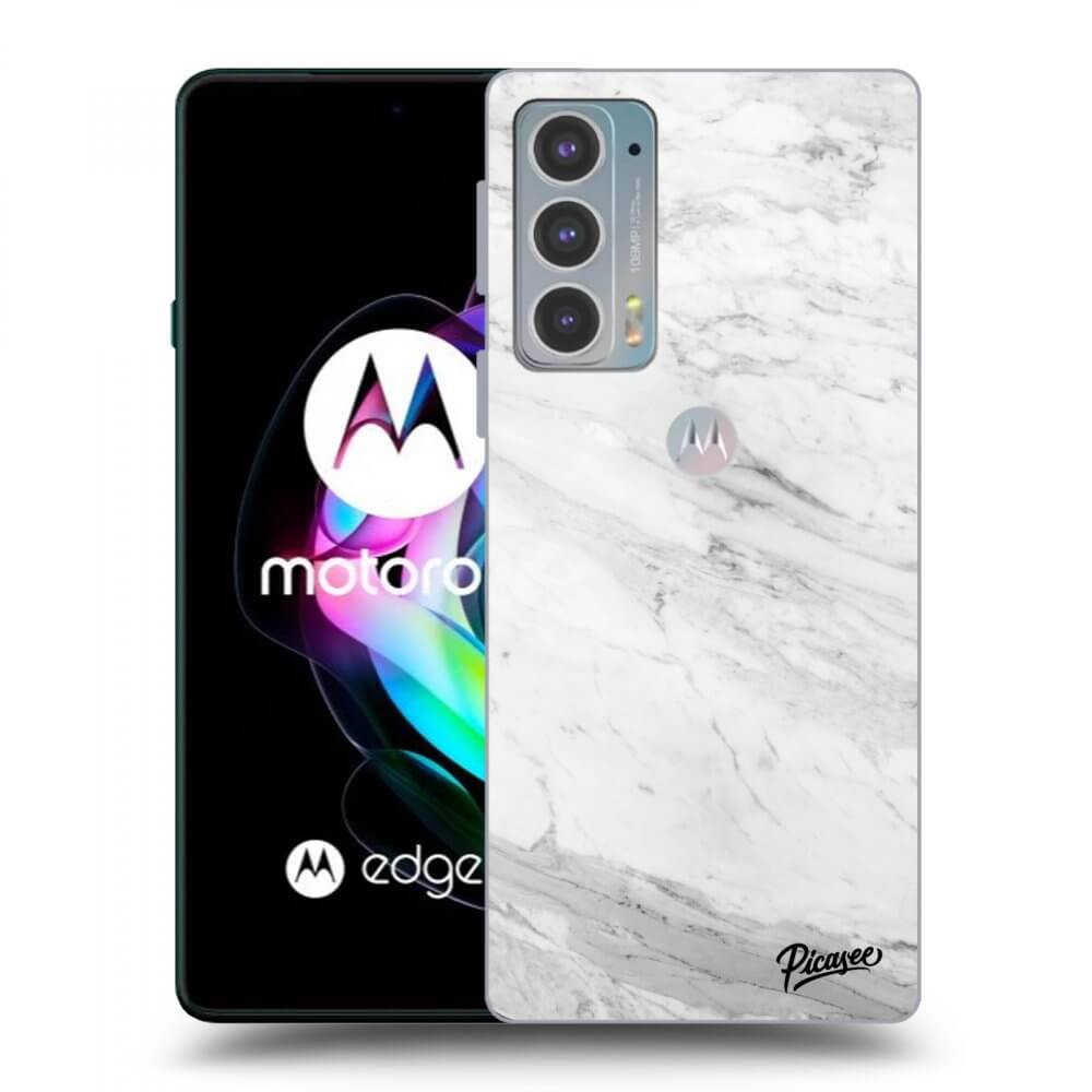 Picasee silikonový černý obal pro Motorola Edge 20 - White marble