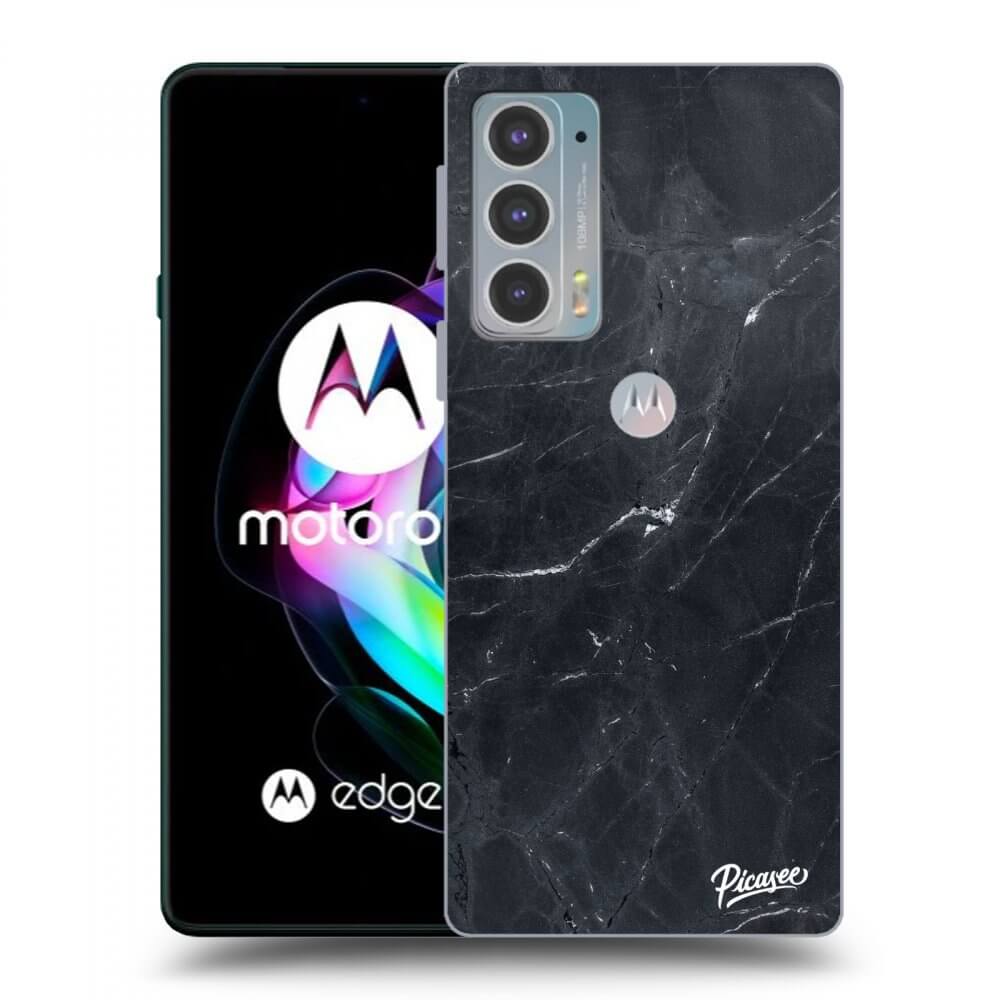 Picasee silikonový černý obal pro Motorola Edge 20 - Black marble